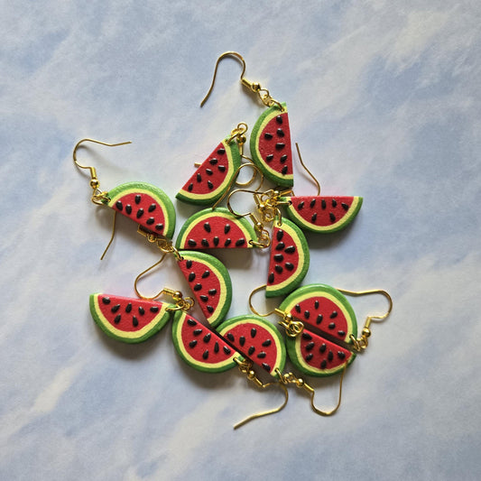 Watermelon Slice - Handmade Dangle Earrings