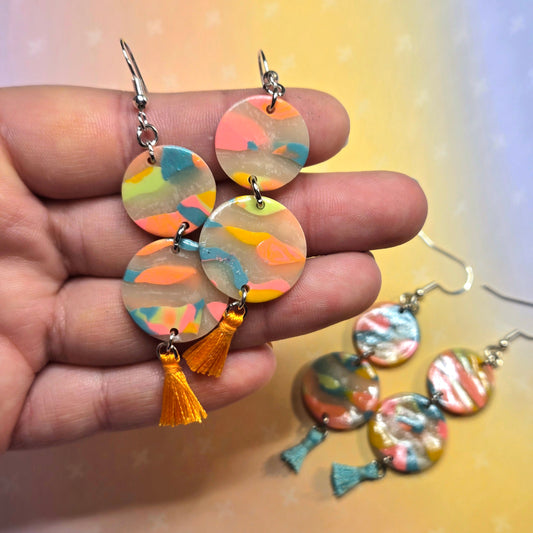 Pastel circle drop with Tassels!