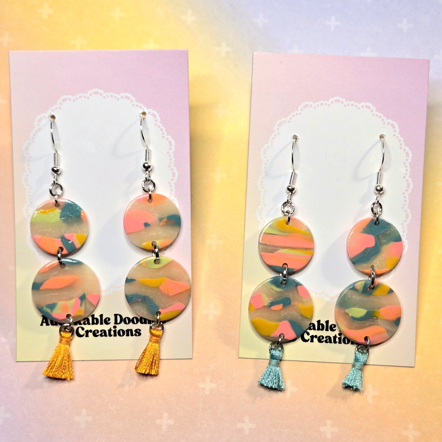 Pastel circle drop with Tassels!