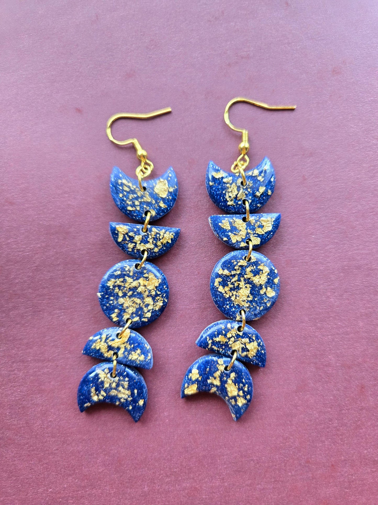 Cosmic Gold Moon Phase Dangles