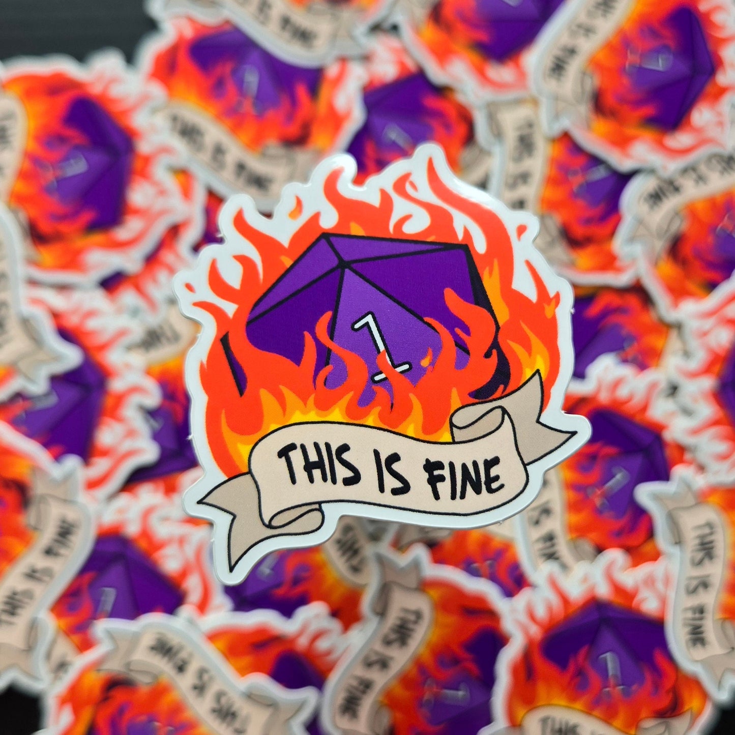 This is Fine - D20 Sticker - Vinyl sticker