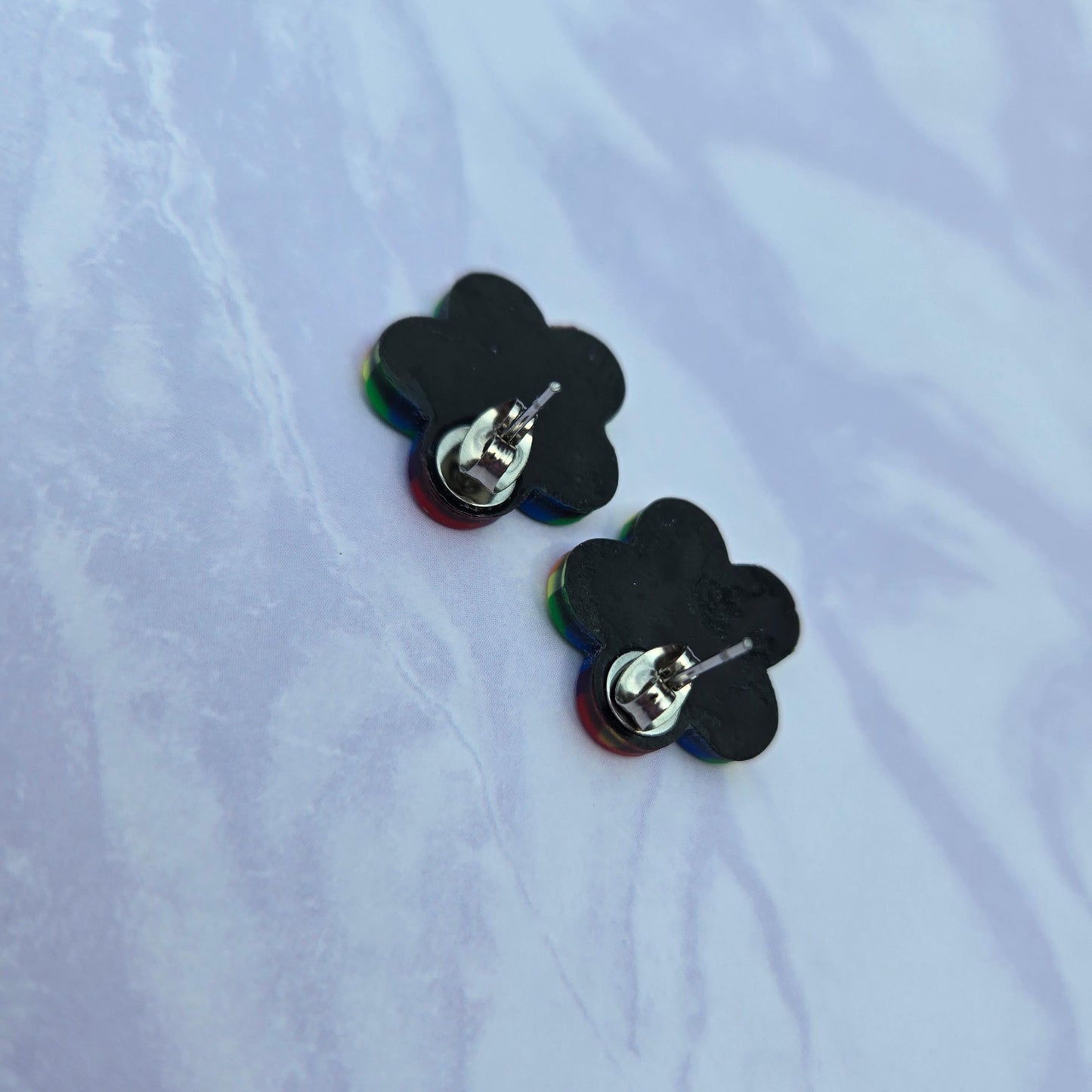 Rainbow Striped Flower Studs