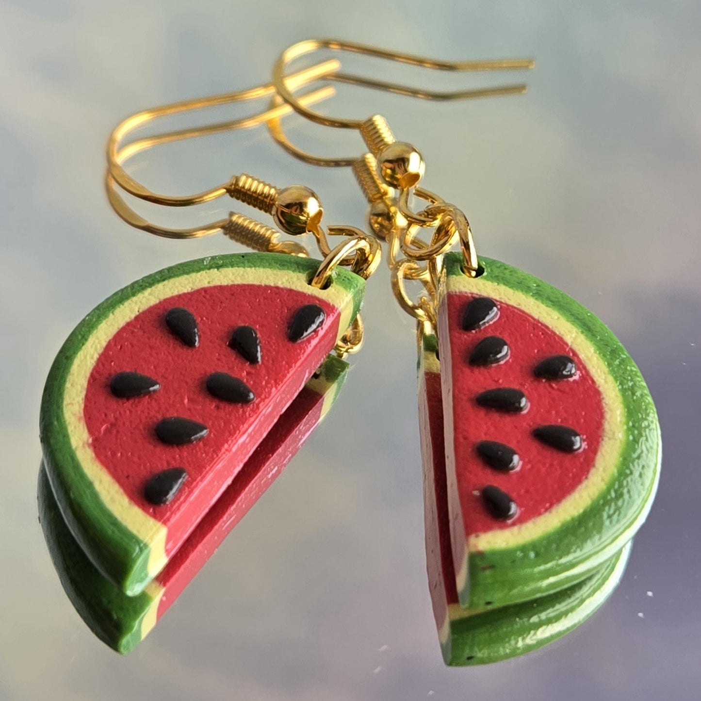 Watermelon Slice - Handmade Dangle Earrings