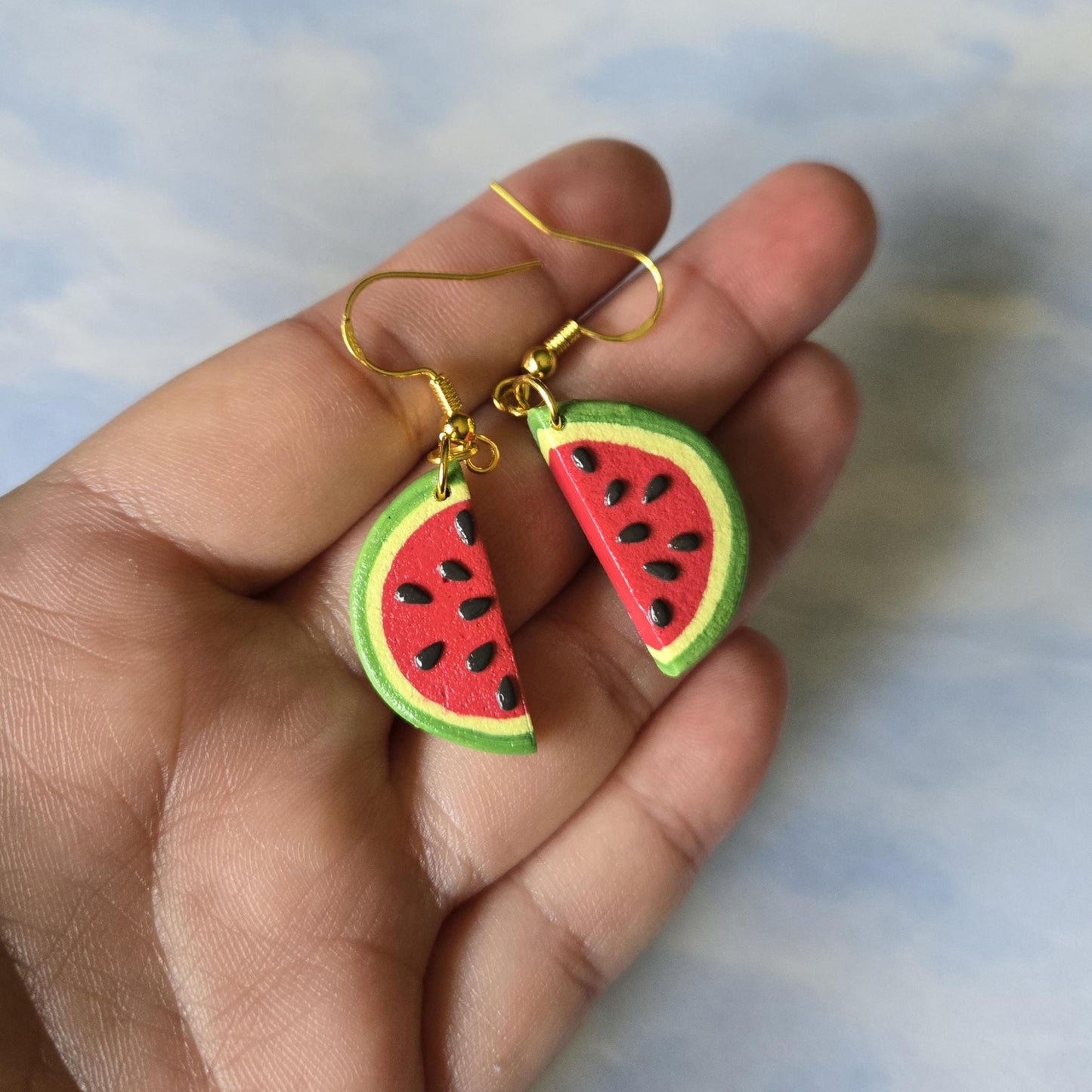 Watermelon Slice - Handmade Dangle Earrings