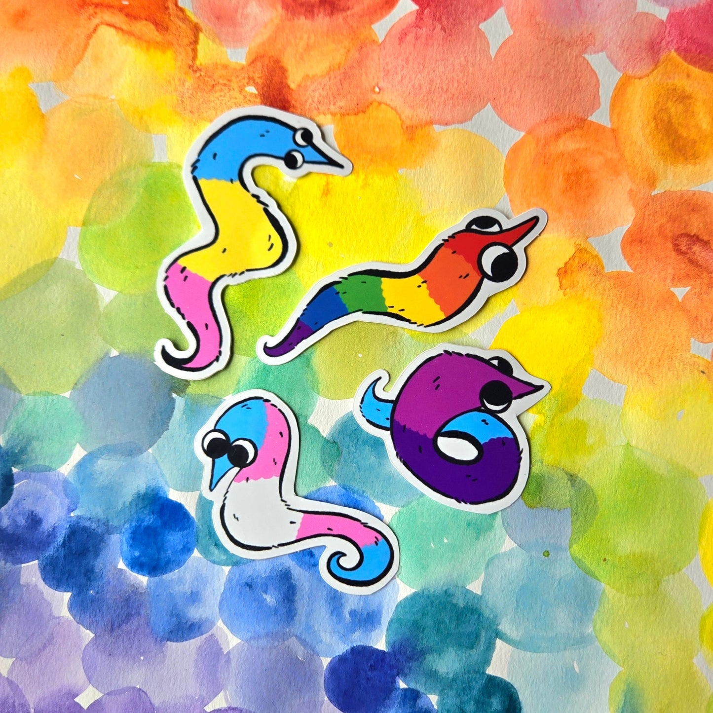 Worm on a String - Pride Stickers