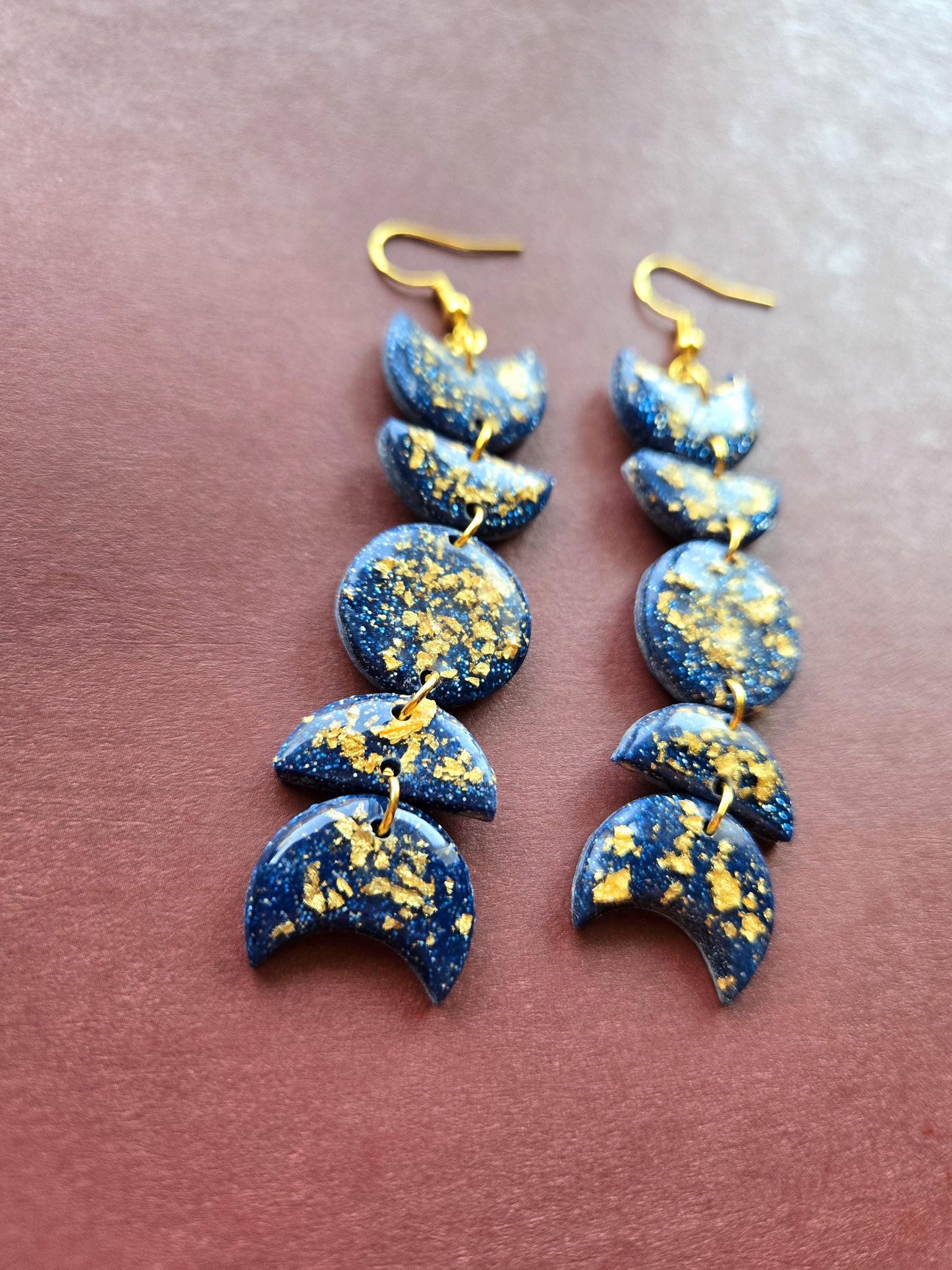 Cosmic Gold Moon Phase Dangles