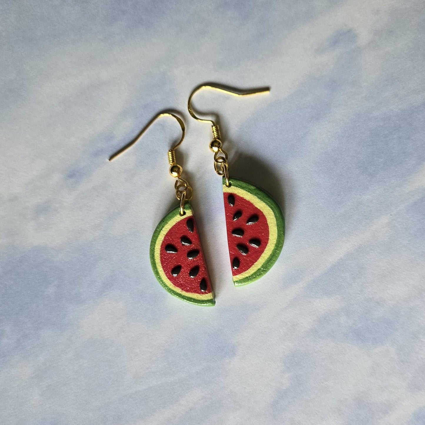 Watermelon Slice - Handmade Dangle Earrings