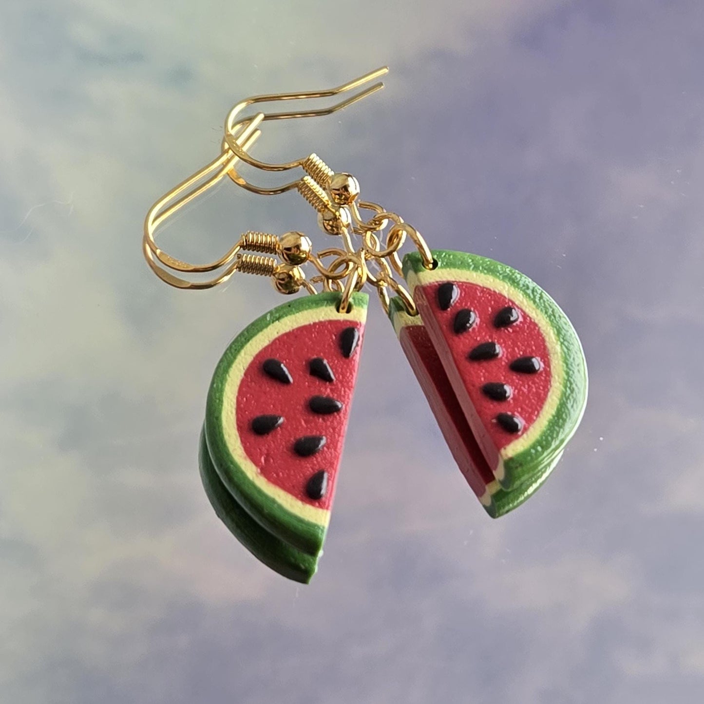 Watermelon Slice - Handmade Dangle Earrings