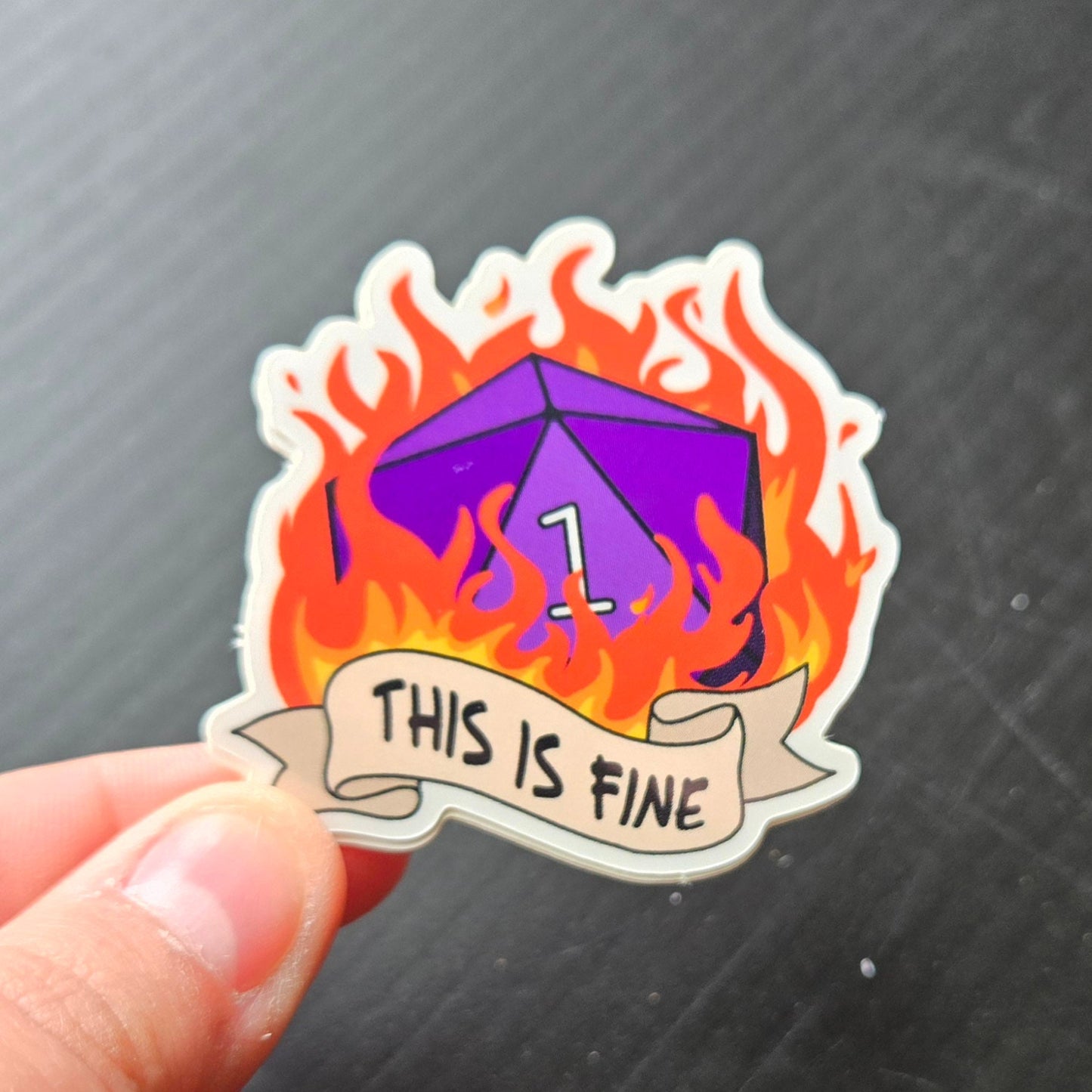 This is Fine - D20 Sticker - Vinyl sticker