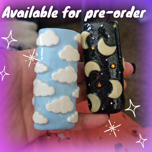 Lighter Case - Moons and clouds - Made to order