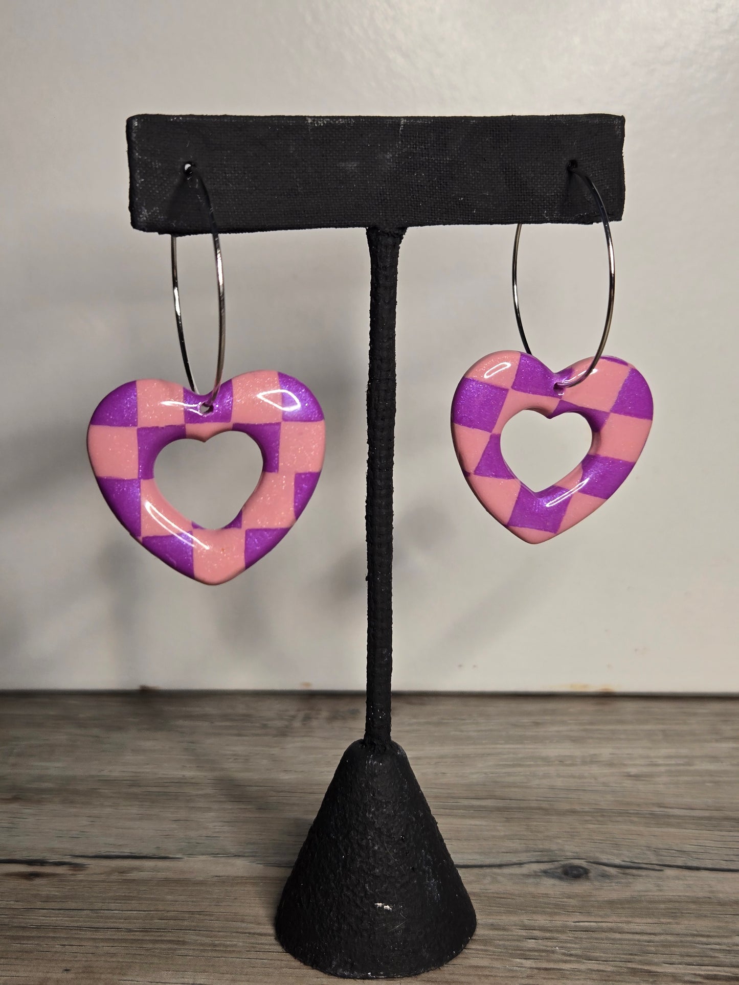 Checkered Heart Hoops