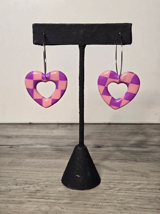 Checkered Heart Hoops