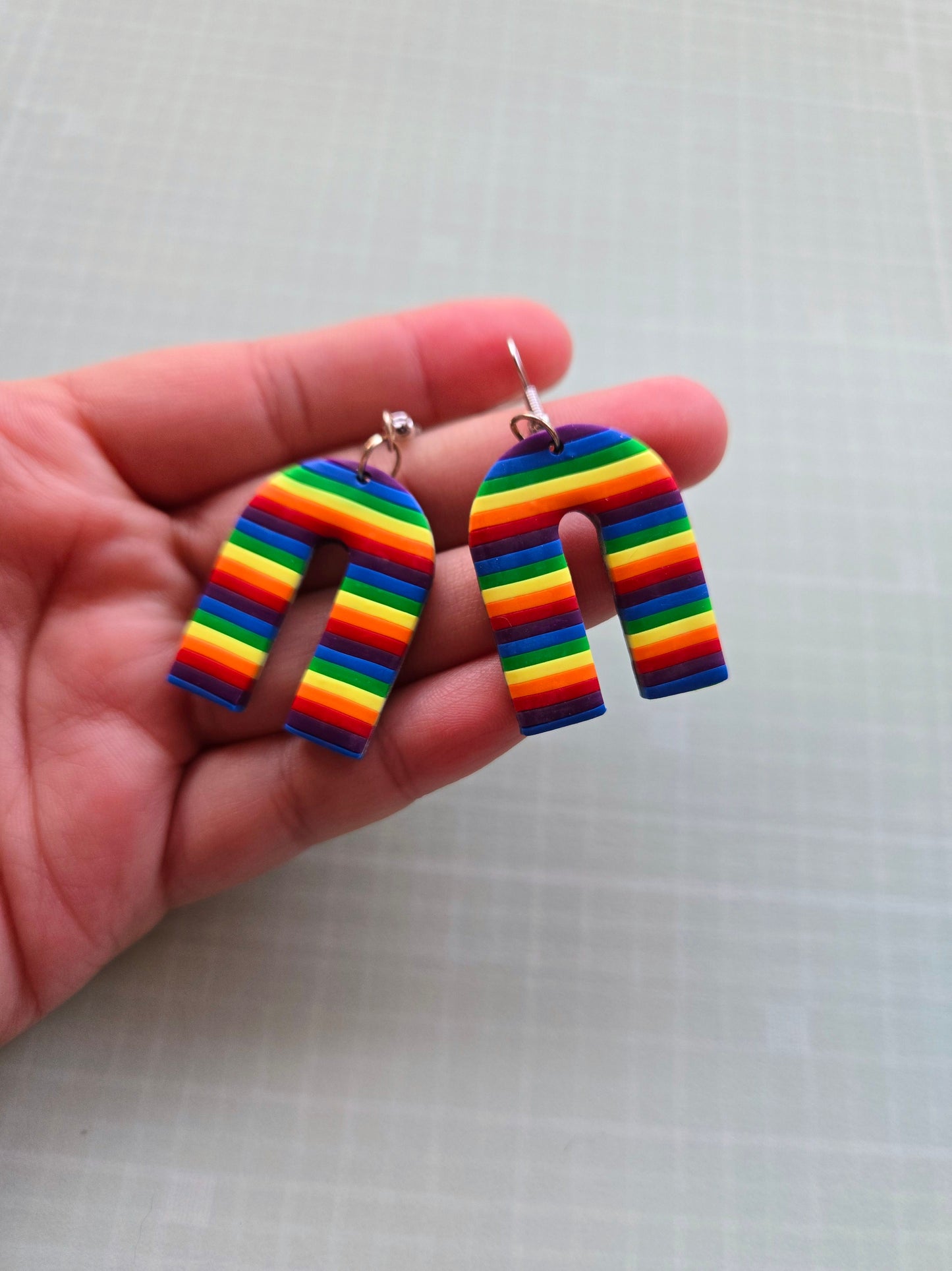 Striped Rainbow Arch Earrings
