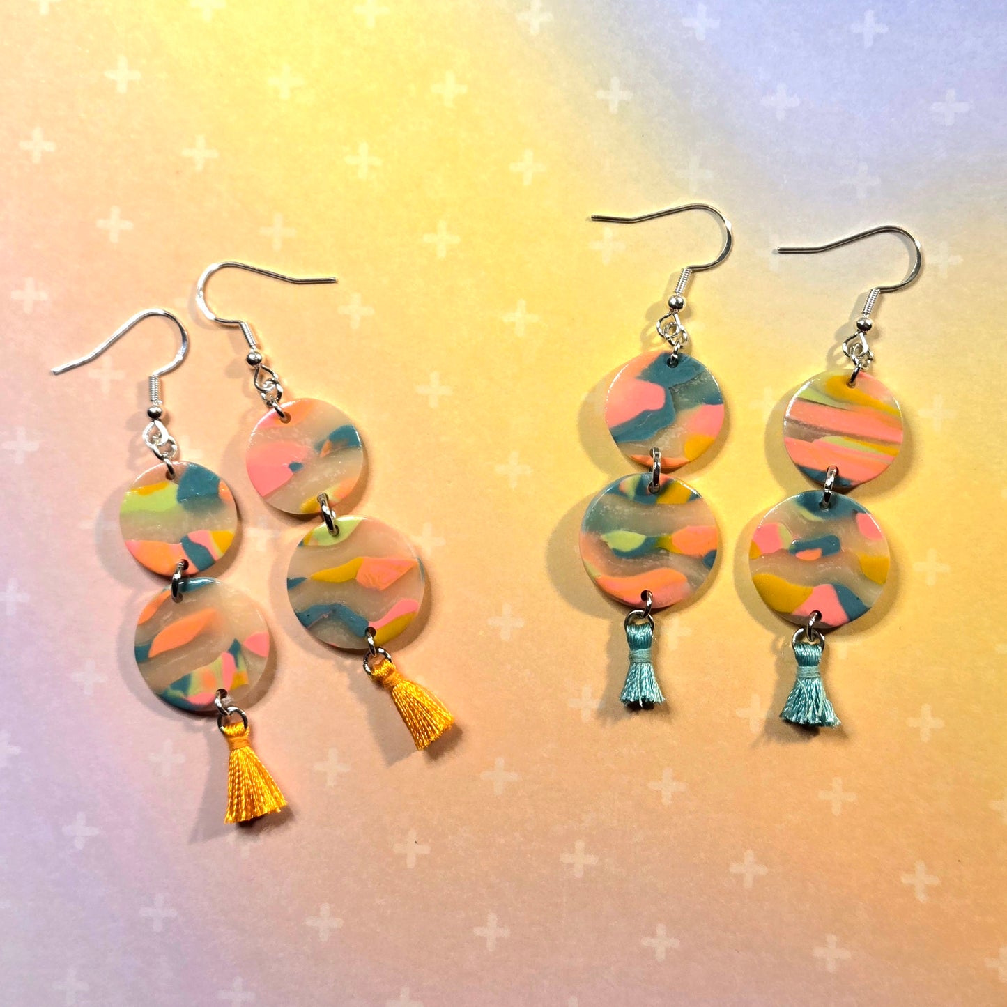 Pastel circle drop with Tassels!