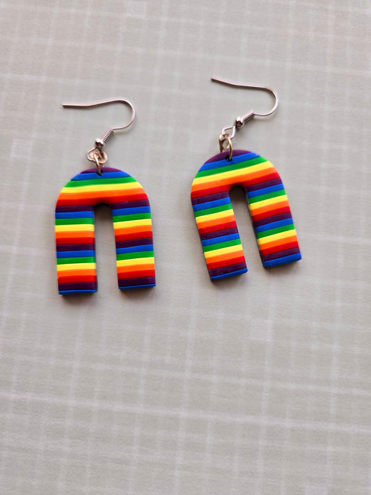 Striped Rainbow Arch Earrings