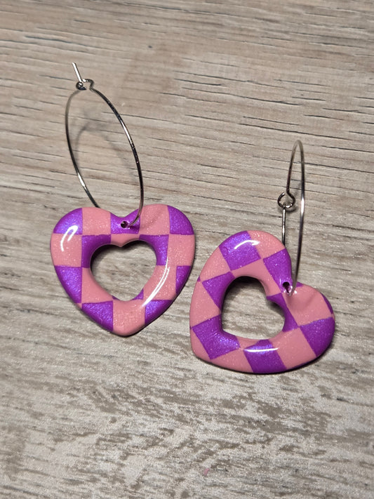 Checkered Heart Hoops